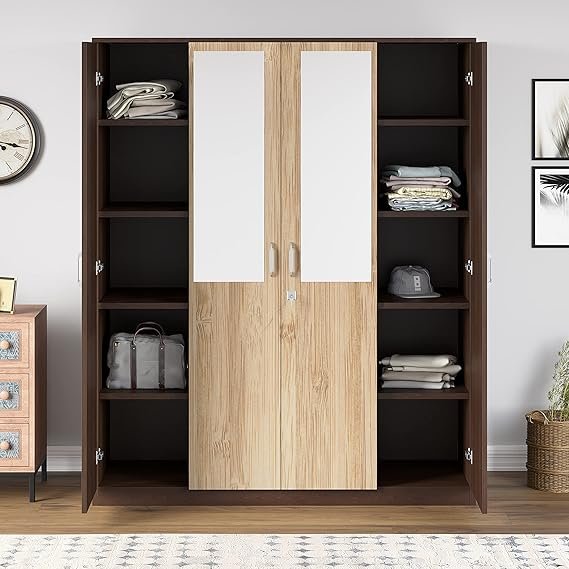 Nilkamal 4-Door Wardrobe with Mirror